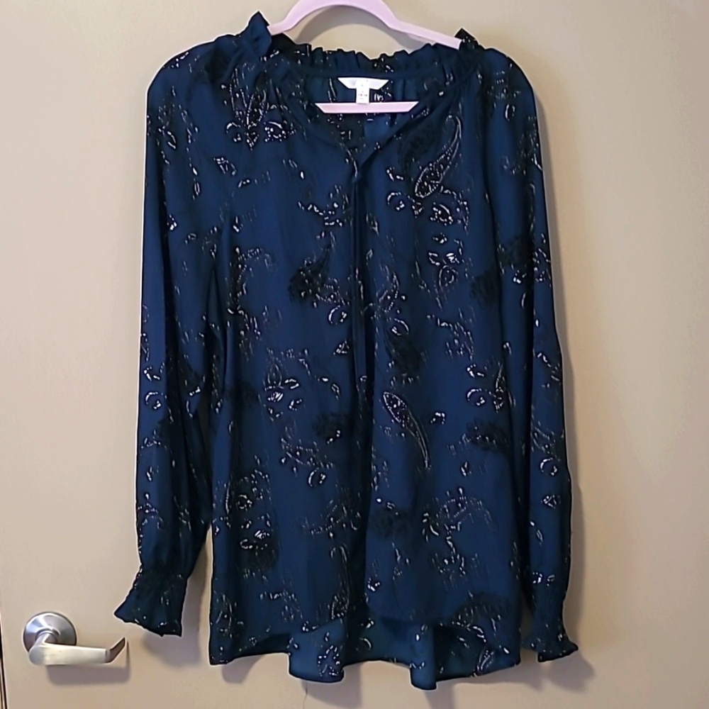 Paisley blue black blouse